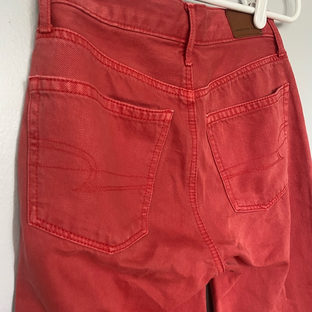 Red/orange crop wide leg pants high rise